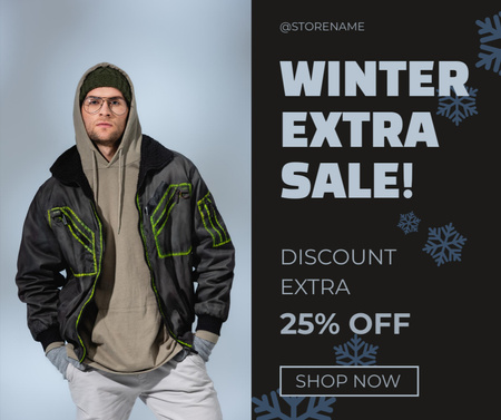 Designvorlage Winterkollektion moderner warmer Herrenkleidung für Facebook