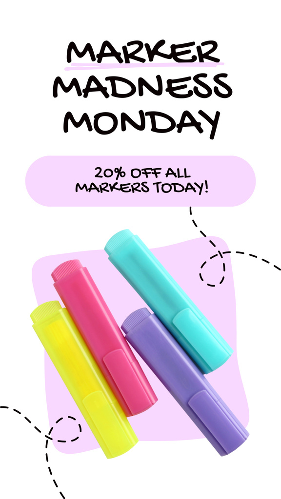 Modèle de visuel Stationery Ad with Offer of Colorful Markers - Instagram Story