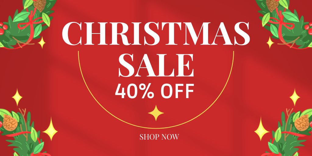 Christmas Sale Offer Red Twitter tervezősablon