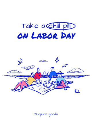 Labor Day Celebration Announcement Postcard A6 Vertical Design Template