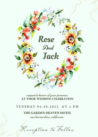 Platilla de diseño Save the Date in Flowers Wreath Invitation