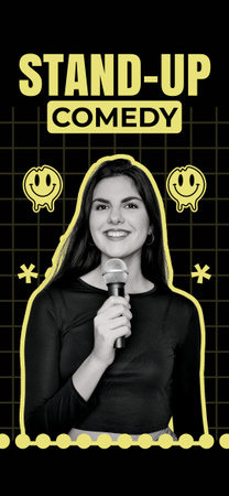 Plantilla de diseño de Espectáculo de comedia en vivo amante de la diversión con una artista femenina Snapchat Moment Filter 