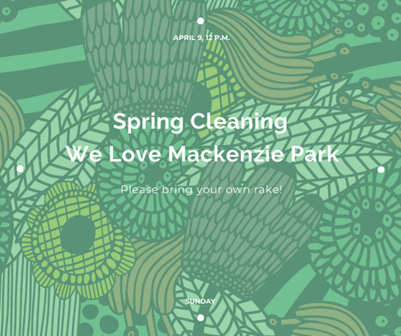 Spring Cleaning Event Invitation Green Floral Texture Facebook Design Template