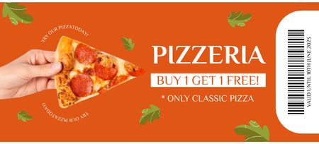 Pizzeria Discount Voucher with Free Pizza Offer Coupon 3.75x8.25in Design Template