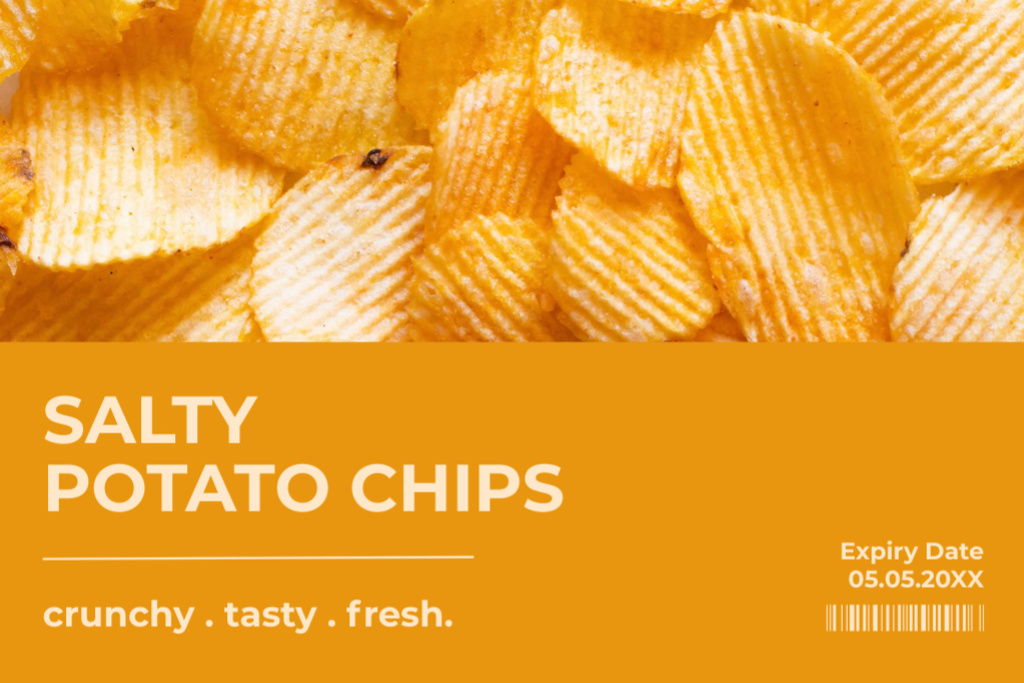 Ontwerpsjabloon van Label van Salty Potato Chips Offer In Yellow