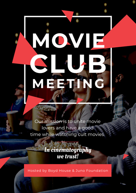 Movie Club Meeting Announcement with People in Cinema Poster A3 Modelo de Design