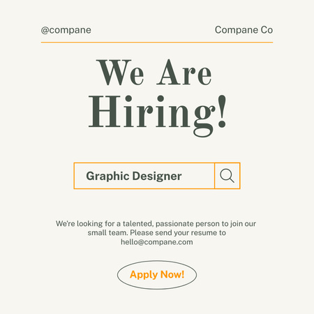 We are Hiring Graphic Designer Instagram Modelo de Design