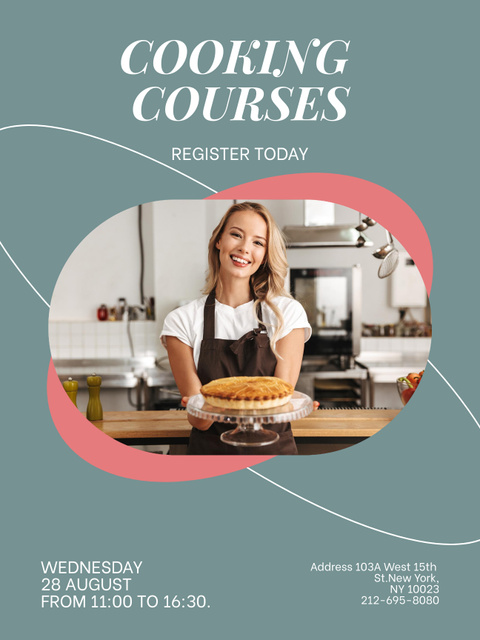 Plantilla de diseño de Cooking Courses Announcement Poster US 