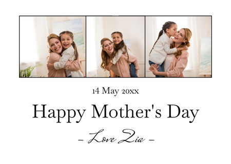 Cute Mom with her Little Girl on Mother's Day Card Design Template