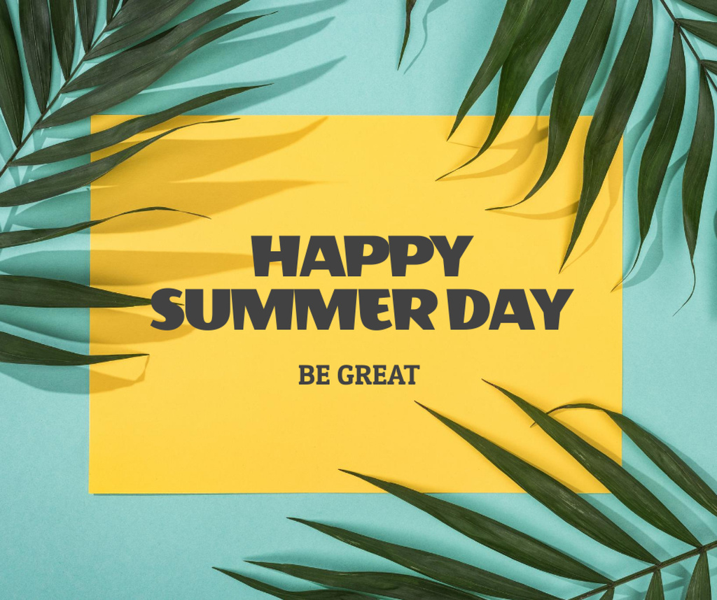 Template di design Summer Greetings with Palm Leaves Facebook