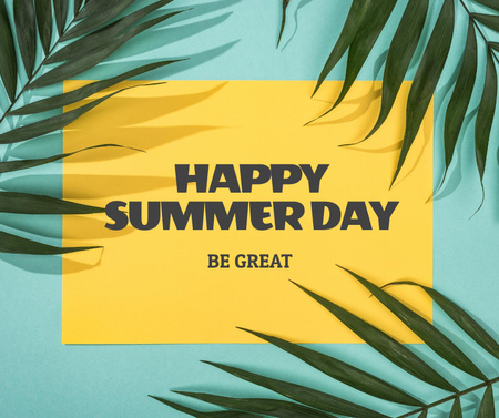Summer Greetings with Palm Leaves Facebook Design Template