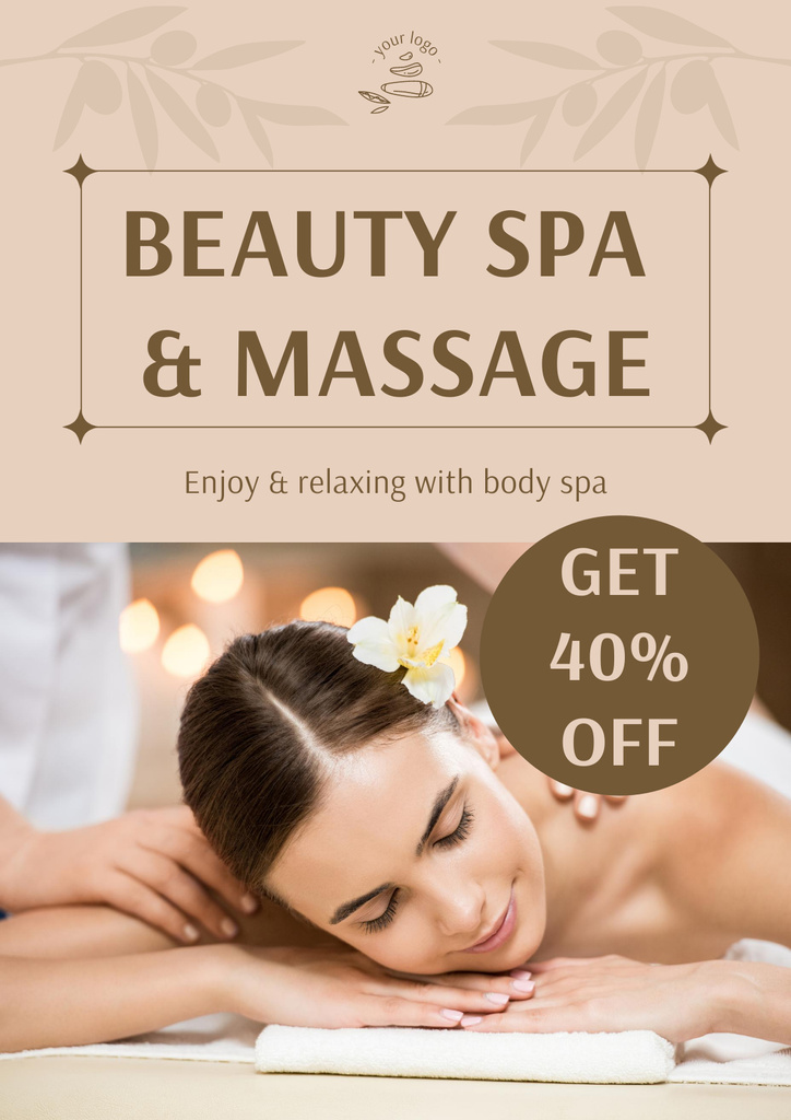 Designvorlage Discount on Massage and Body Therapy für Poster