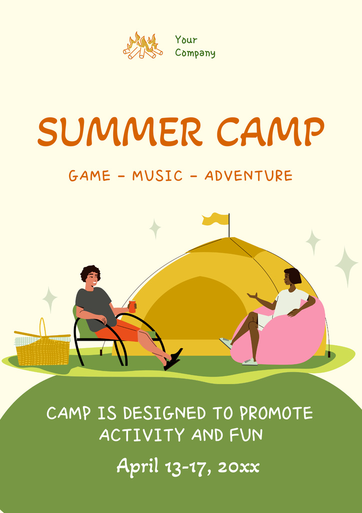 Adventures in Summer Camp Poster Design Template