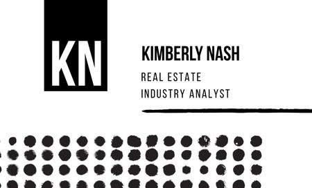 Real Estate Analyst Services with Dots Pattern Business Card 91x55mm Design Template