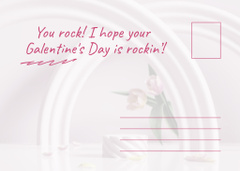 Galentine's Day Greeting with Cute Pink Decoration and Tulips