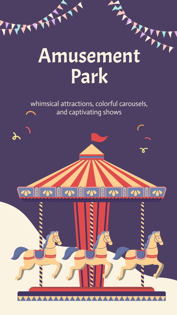 Colorful Carousel In Amusement Park Promotion Instagram Video Story Design Template
