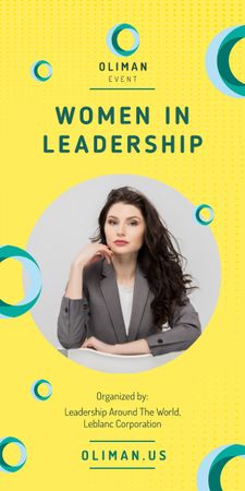 Leadership Conference Announcement Confident Businesswoman Graphic Design Template