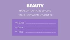 Make-Up and Hair Styling Service Appointment Reminder on Purple