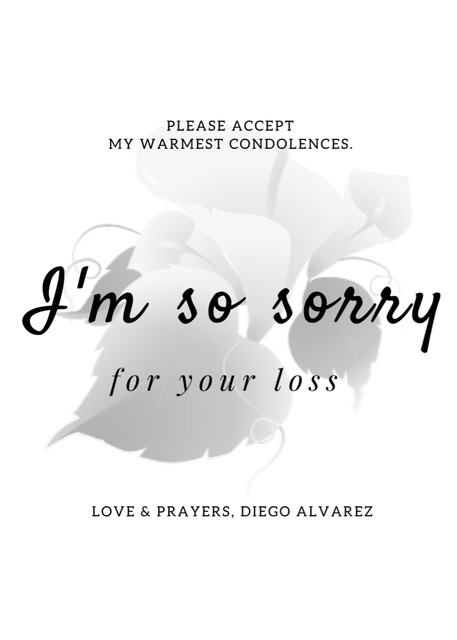 Deepest Condolence Messages on Black and White Postcard 5x7in Vertical Tasarım Şablonu