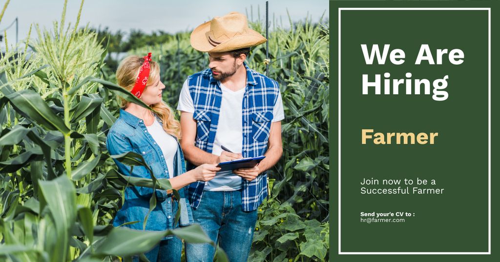 Farmer Hiring for Farm Work Facebook AD Design Template