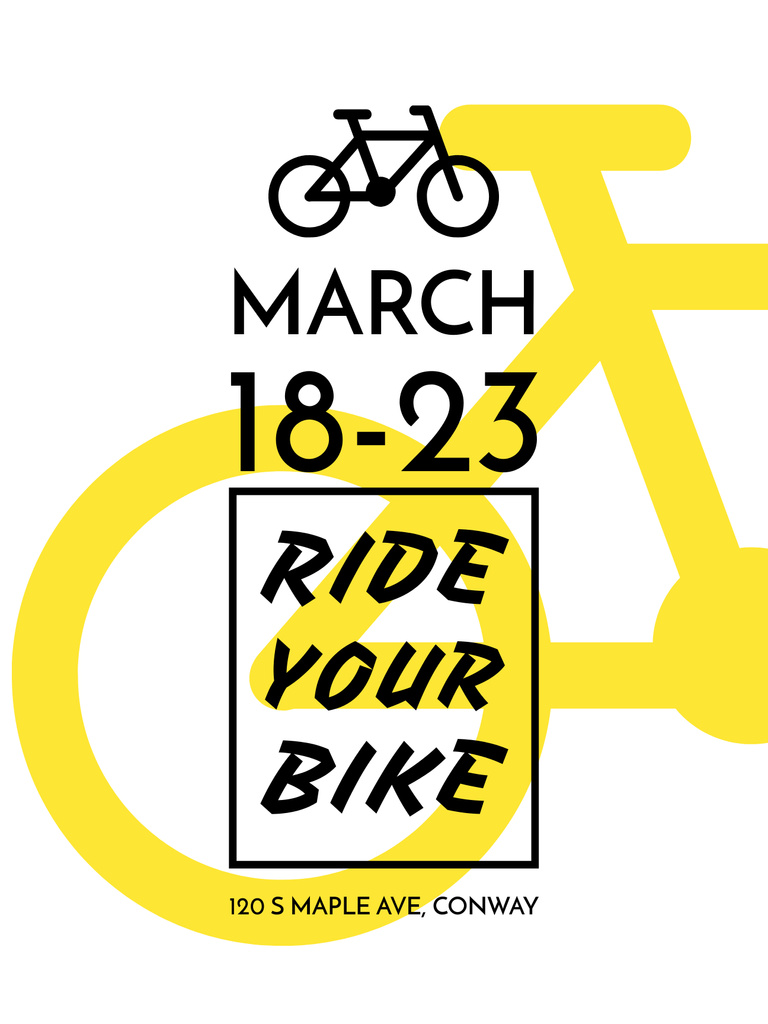 Plantilla de diseño de Ride Event with Yellow Bike Poster US 