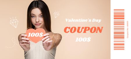 Plantilla de diseño de Valentine's Day Discount Offer on Anything Coupon 3.75x8.25in 