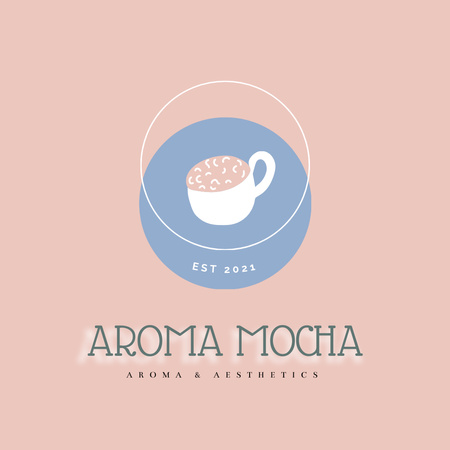 Cafe Ad with Mocha Coffee Cup Logo 1080x1080px Design Template