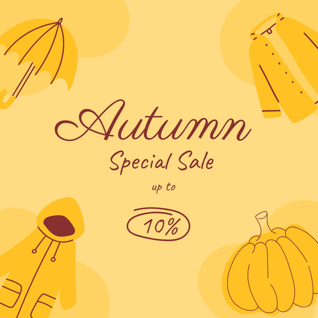 Platilla de diseño Autumn Sale Announcement on Yellow Instagram