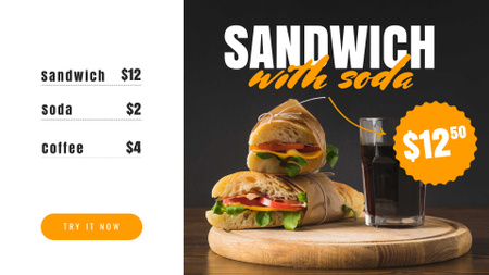 Designvorlage Fast-Food-Angebot mit Sandwiches für Full HD video