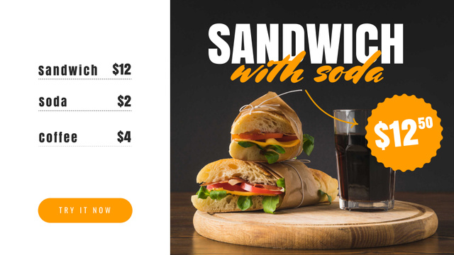 Designvorlage Fast Food Offer with Sandwiches für Full HD video