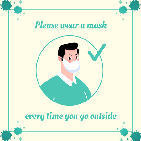 Wear Mask Warning Instagram Design Template
