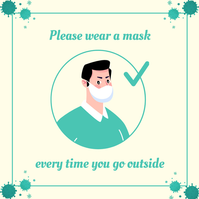 Designvorlage Wear Mask Warning für Instagram