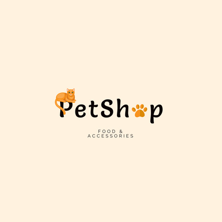Lemmikkikaupan tunnus söpöllä kissalla Logo Design Template