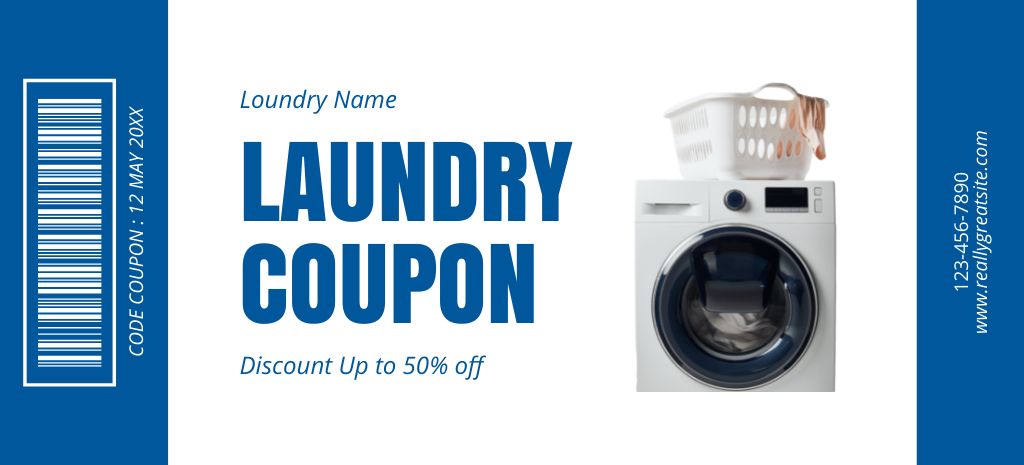 Offer Discounts on Laundry Service Coupon 3.75x8.25in Modelo de Design