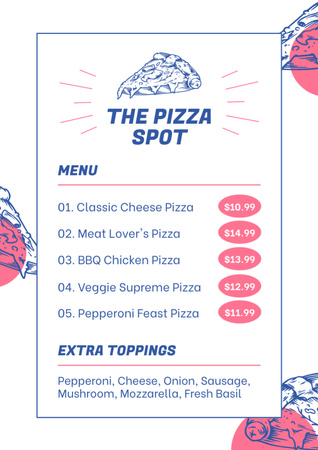 Szablon projektu Oferta pizzy z dodatkami Menu