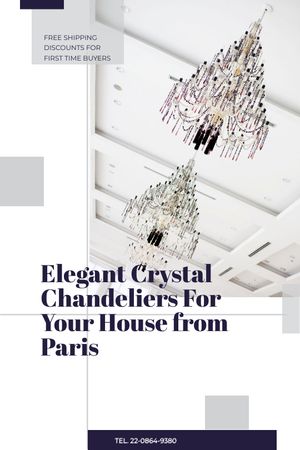 Designvorlage Elegant Crystal Chandeliers Offer in White für Tumblr