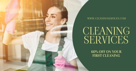 Cleaning Service Discount Offer Facebook AD Modelo de Design