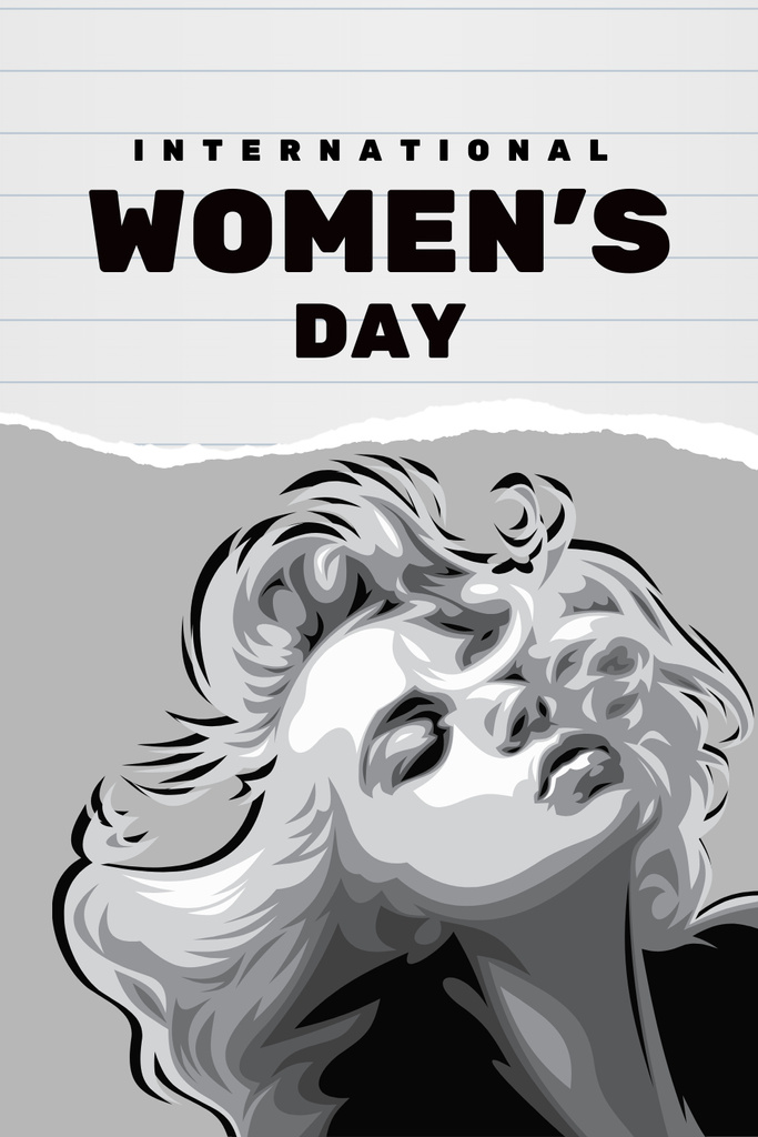 Illustration of Gorgeous Woman on Women's Day Pinterestデザインテンプレート