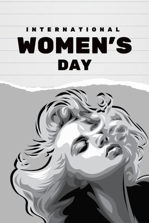 Designvorlage Illustration der wunderschönen Frau am Frauentag für Pinterest