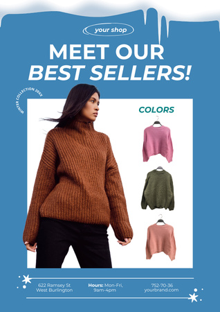 Winter Sale of Stylish Sweaters Poster Design Template