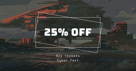 Cyber Fest Tickets Offer Facebook AD Design Template