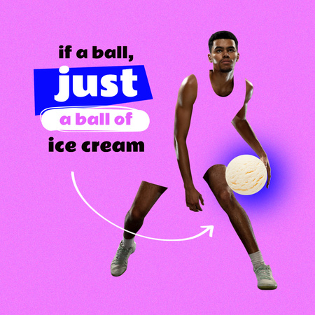 Athlete holding Ice Cream Ball Instagram Πρότυπο σχεδίασης