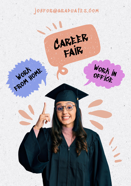 Graduate Career Fair Announcement with Student Poster Modelo de Design