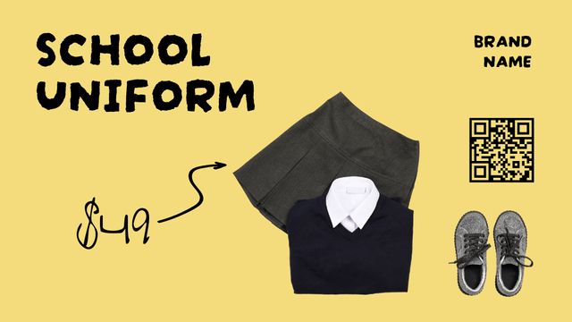 Back to School Special Offer for School Uniform on Yellow Label 3.5x2in Design Template