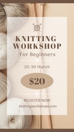 Knitting Workshop Offer for Beginners Instagram Story Tasarım Şablonu