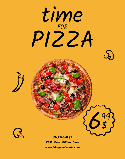 Szablon projektu Offer Prices for Delicious Italian Pizza Poster 22x28in