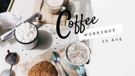 Plantilla de diseño de Cup of Coffee and Cookie for Breakfast FB event cover 