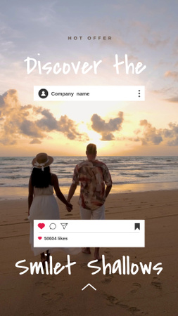 Designvorlage Süßes Paar am Meeresufer für Instagram Video Story