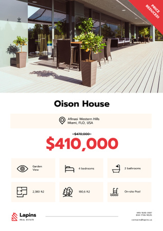 Real Estate Ad with Modern House Facade Poster B2 Design Template