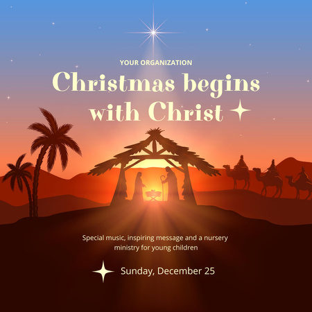 Christmas Holiday Worship Invitation Instagram Modelo de Design